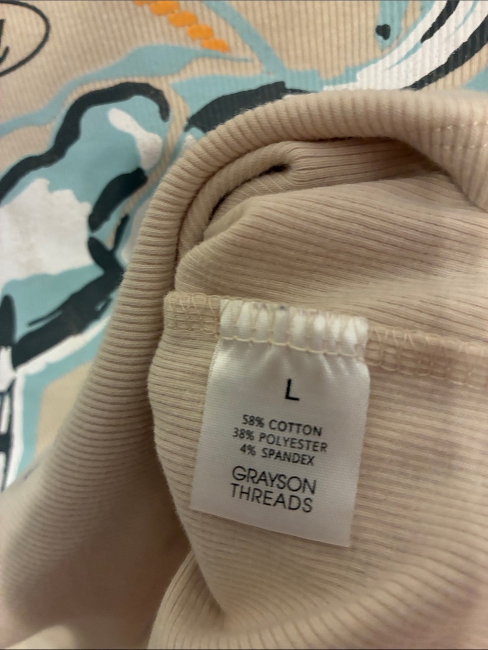Ford Beige Short Sleeve Ribbed Baby Tee Blue Tan Bronco Graphic Fitted Large - Picture 5 of 7
